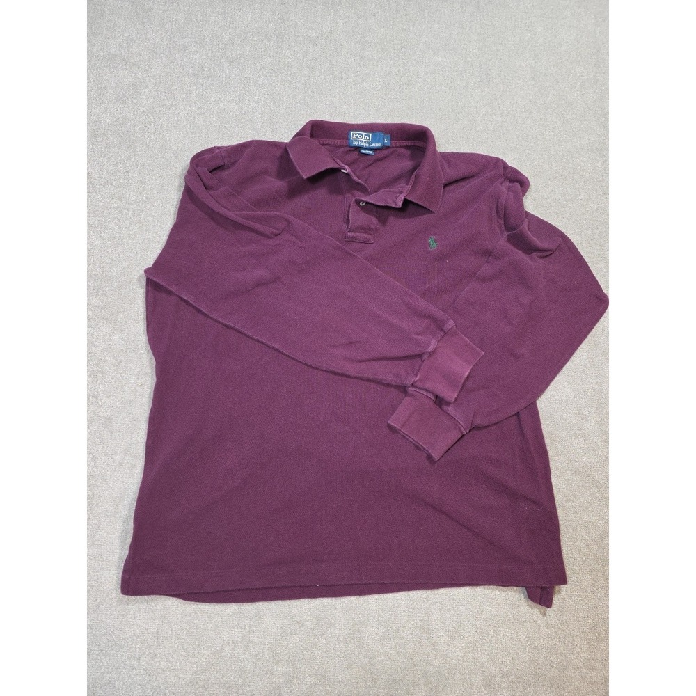 Polo Ralph Lauren Long Sleeve Classic Polo Shirt In Men's Size Large Burgundy